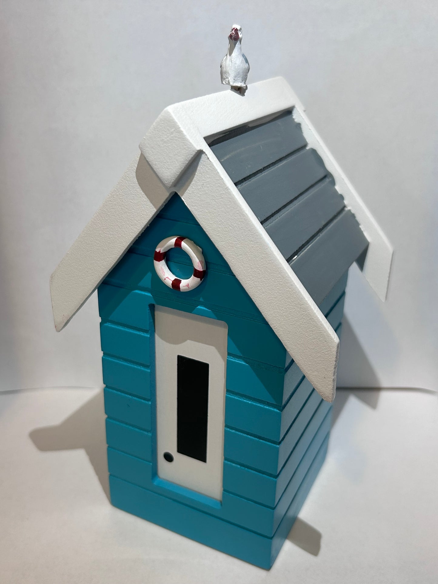 Beach Hut Money Box with novelty seagull