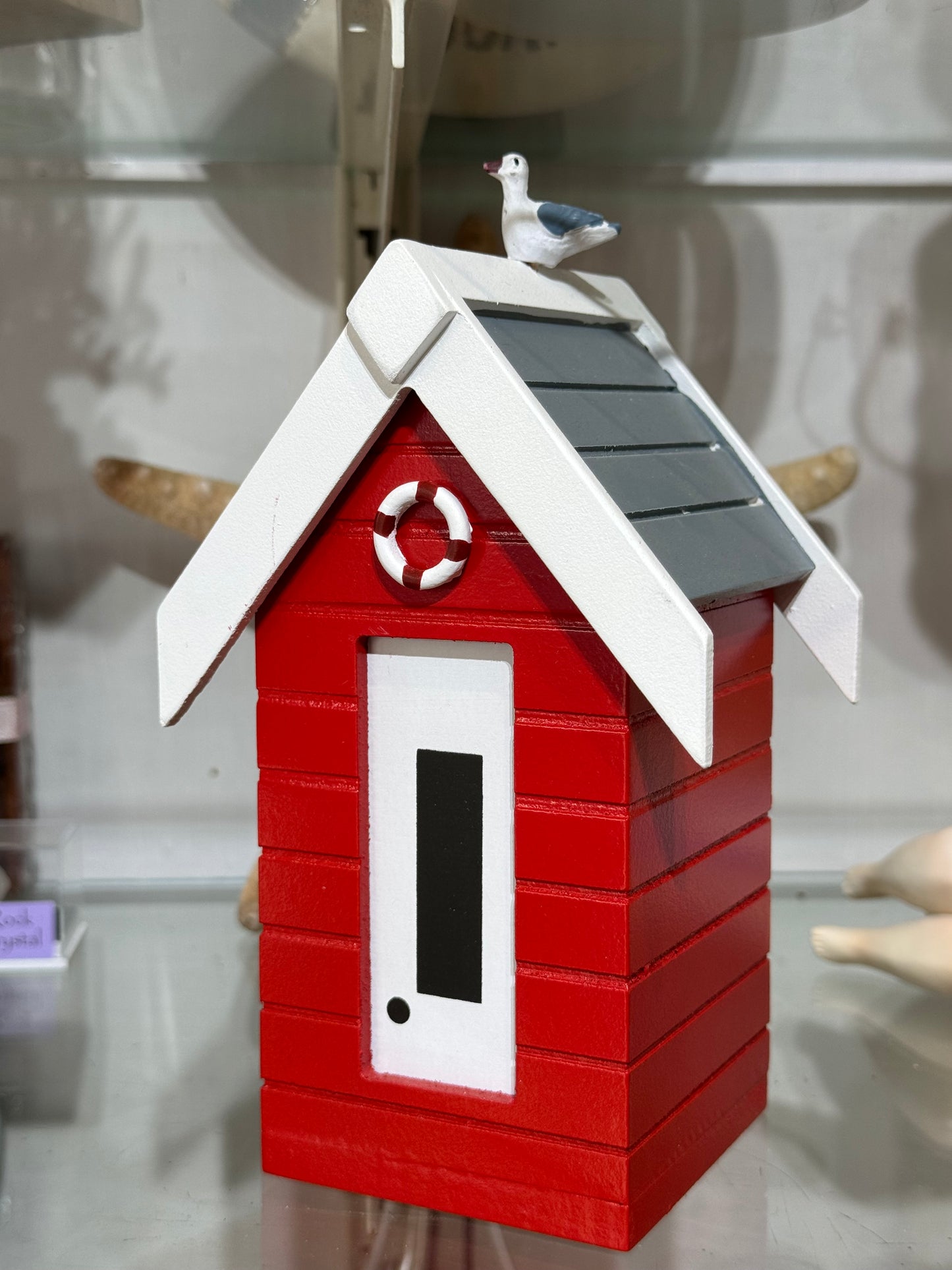 Beach Hut Money Box with novelty seagull